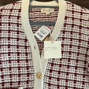 Marled Women's Cardigan - Red and Cream